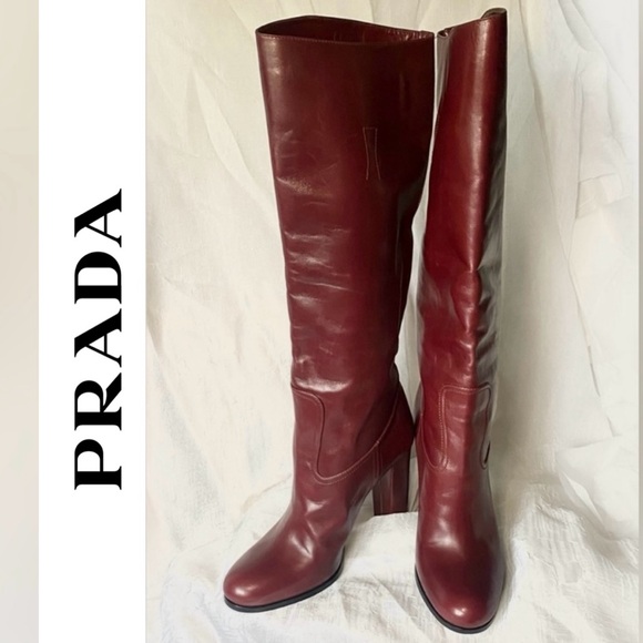 Prada Shoes - Prada Deep Red High Heeled Boots